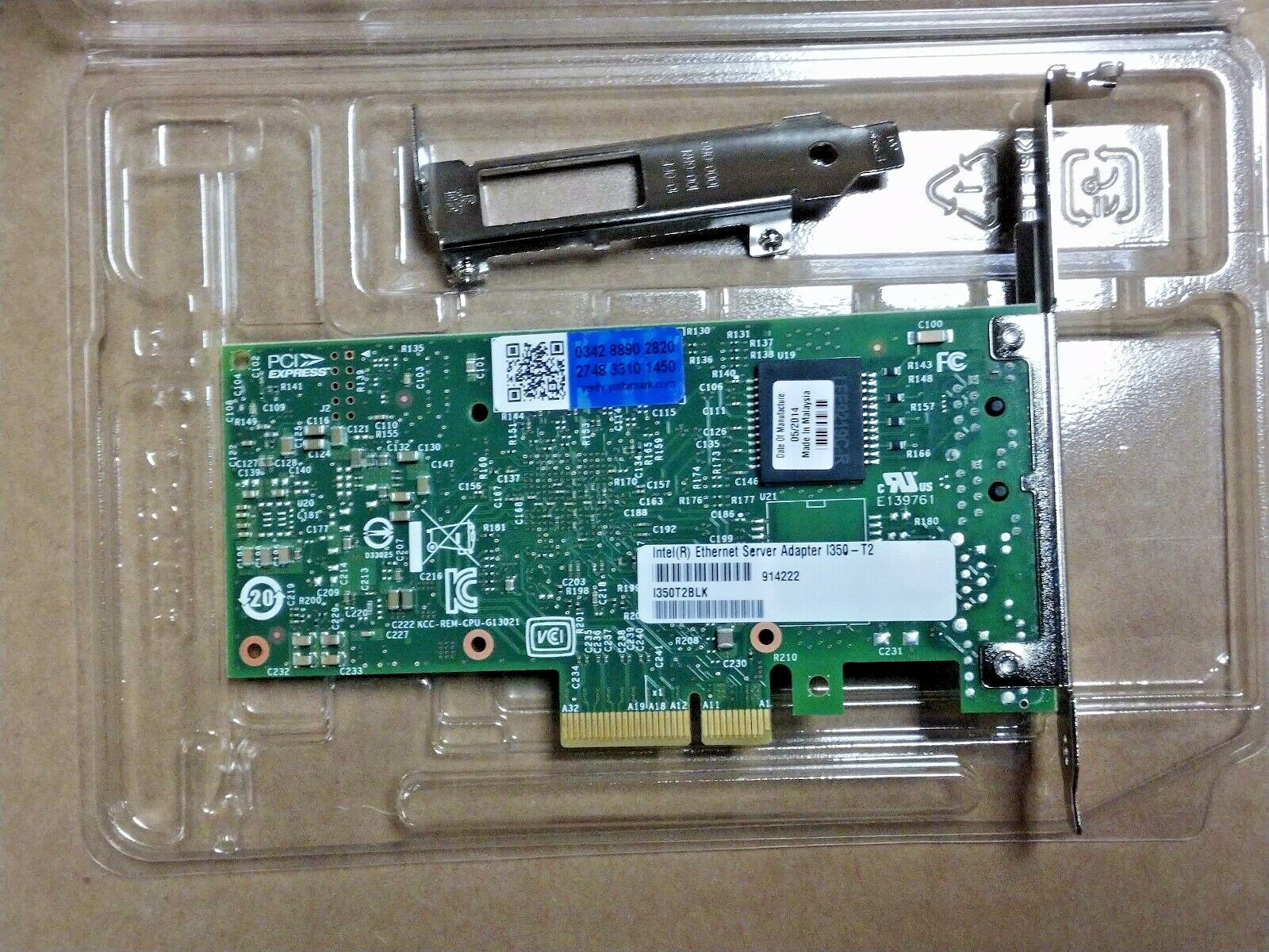 Original Intel I350-T2 1GbE Dual Port ETHERNET NIC ADAPTER I350T2BLK I350T2G2P20