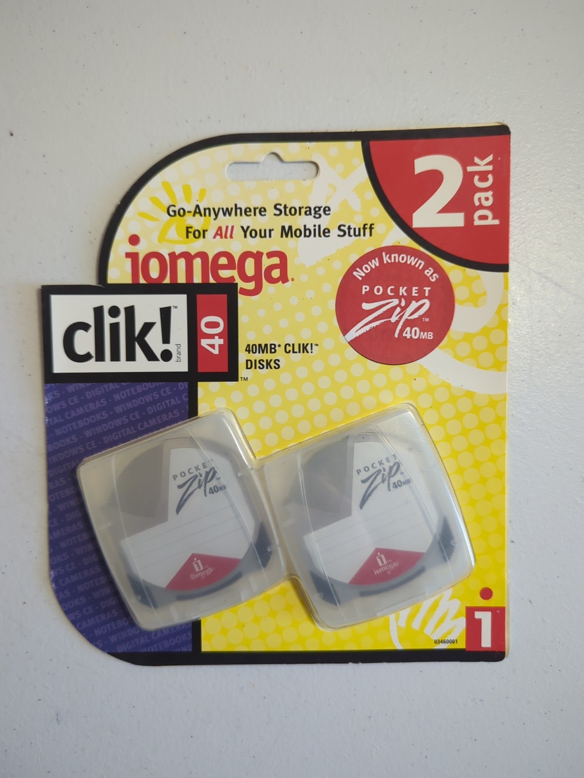 2 Pcs Vintage Iomega Clik 40mb Discs Rare In Original Sealed Package