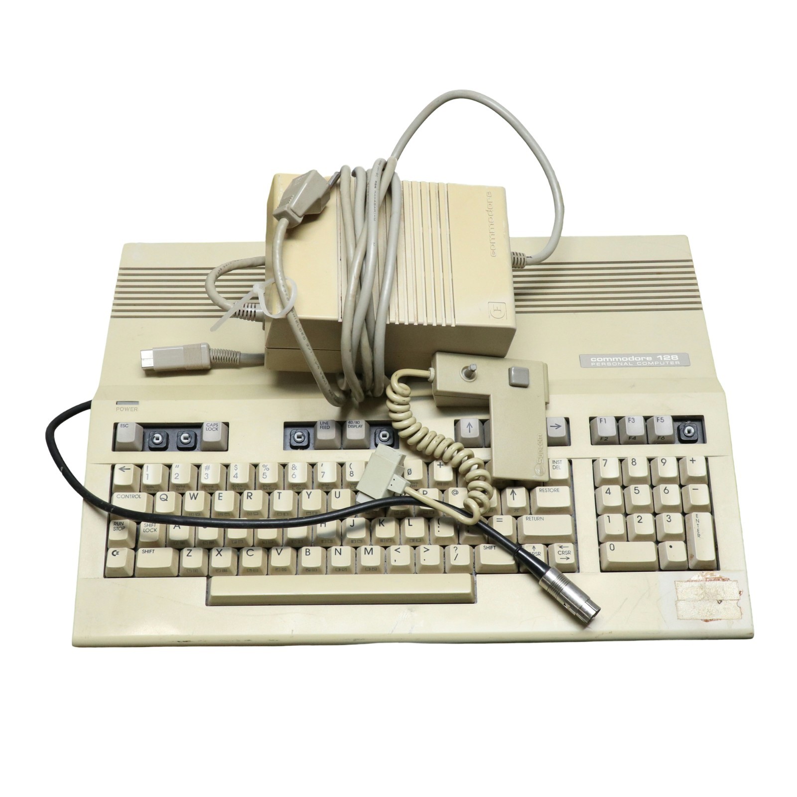 Commodore 128 C128 Personal Computer Keyboard and Power supply AS IS UNTESTED
