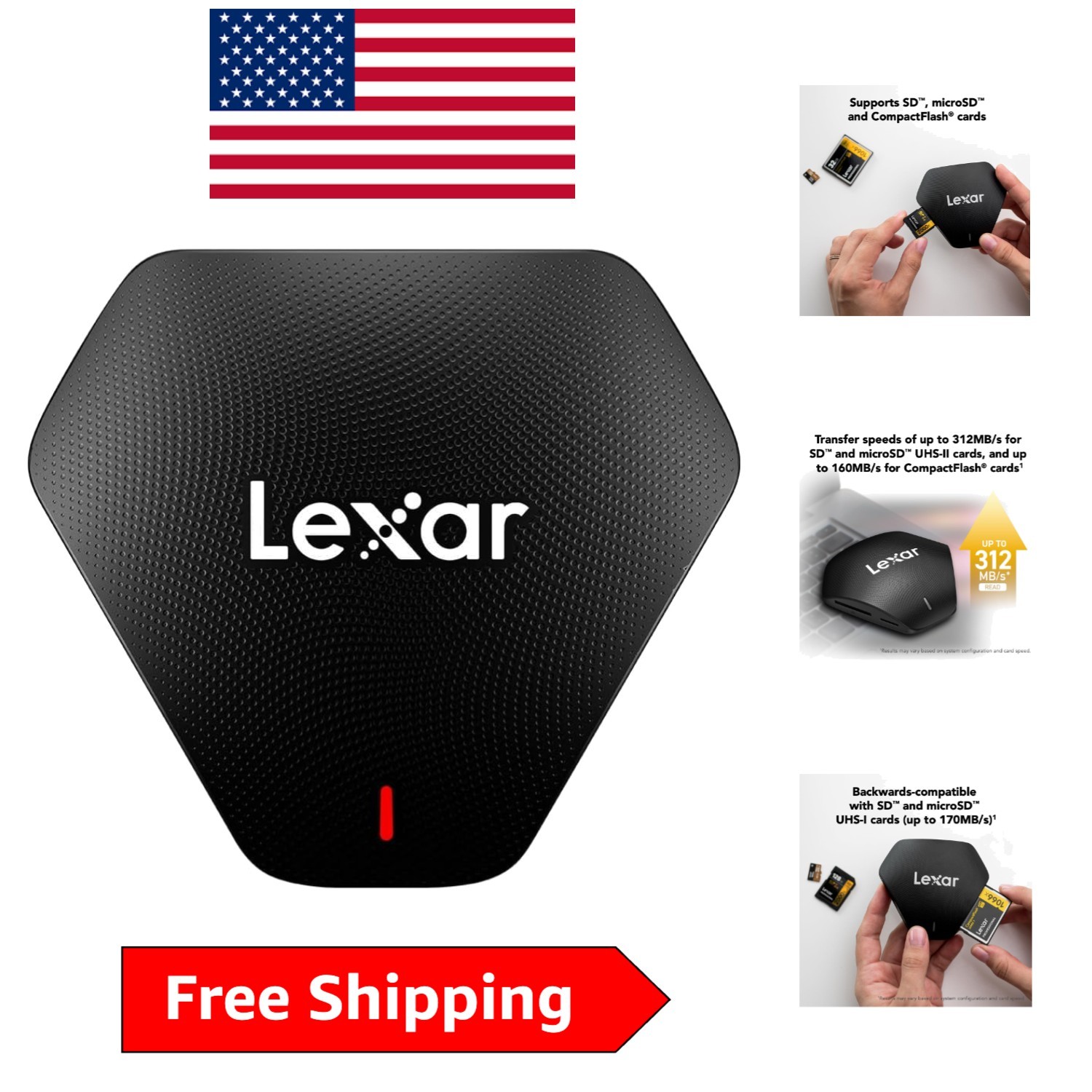 Versatile USB 3.1 Card Reader | Compact & Temperature-Proof | SD/microSD/CF