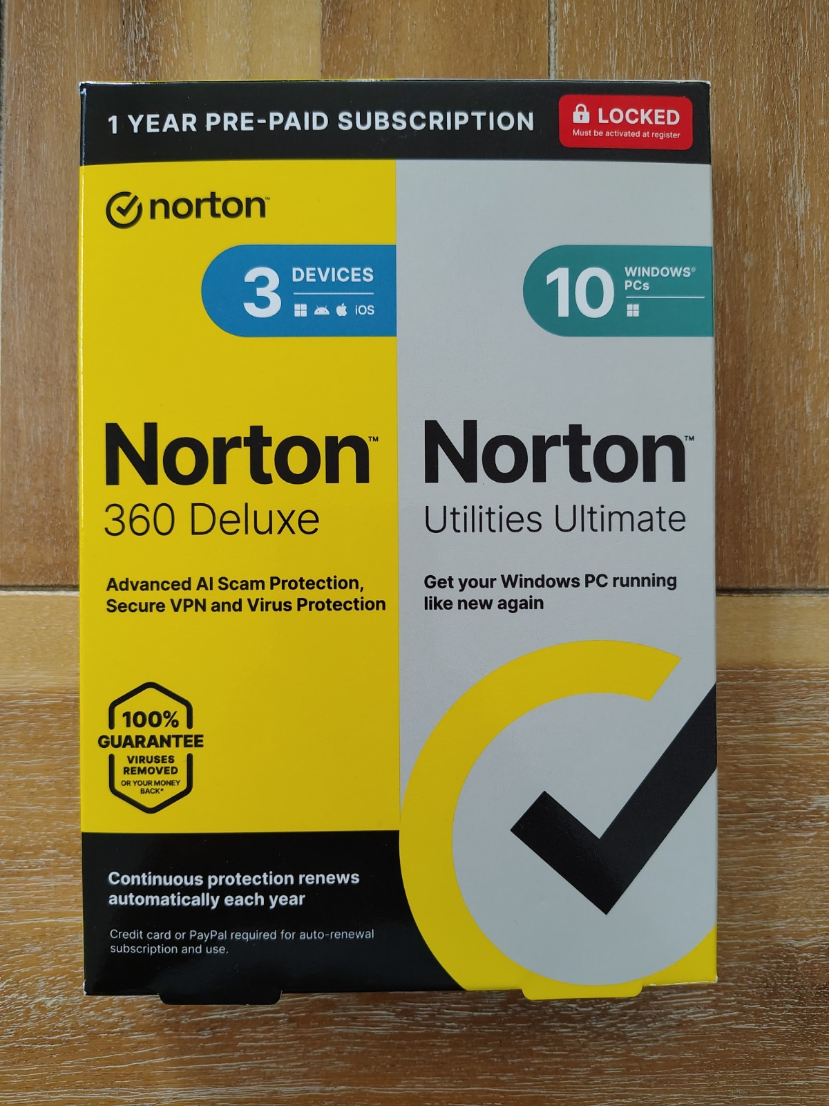 Norton 360 Deluxe for 3 Devices/1 Year + Norton Utilities Ultimate New Ships Fas