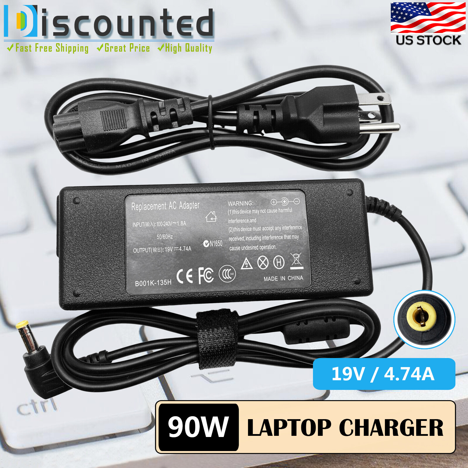 90W AC Adapter Power Charger For ASUS A53 A53Z A53S A53SD A53T U47A U57A Laptop