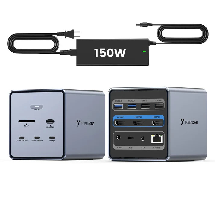 UDS032C Laptop Docking Station Triple 4K Monitor, 16-in-1 Docking Station with 3
