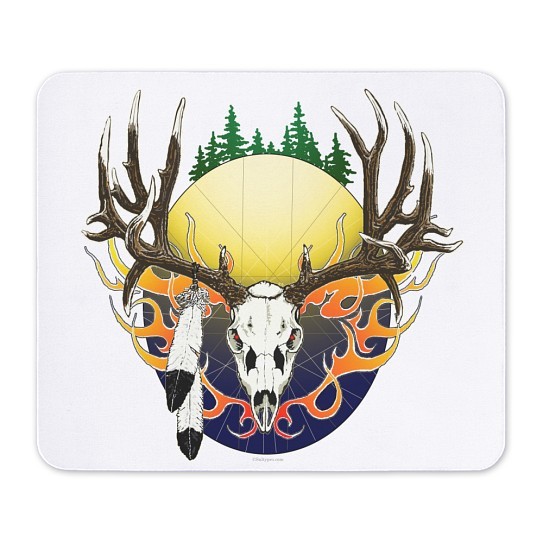 CafePress Deer Skull With Feathers Mousepad  (501561370)