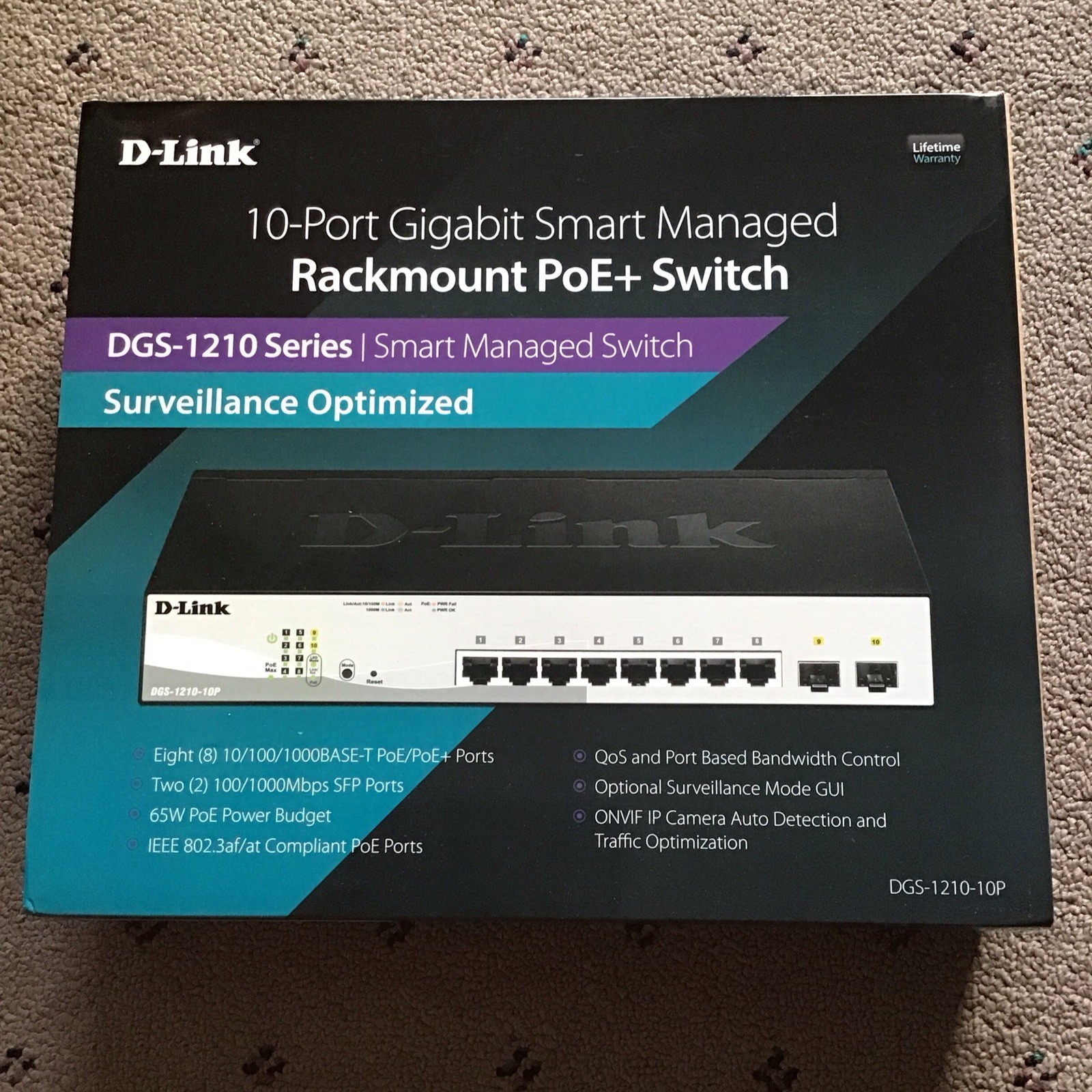 D-Link DGS-1210-10P Smart Managed Gigabit PoE+ Rackmount Switch RJ-45/SFP