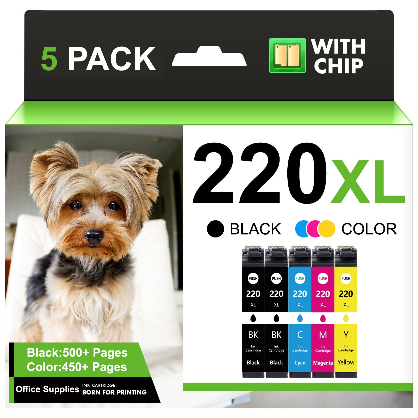 5PK T220XL 220XL Ink For Epson XP-420 XP-320 XP-424 WF2630 WF2660 WF2760 printer