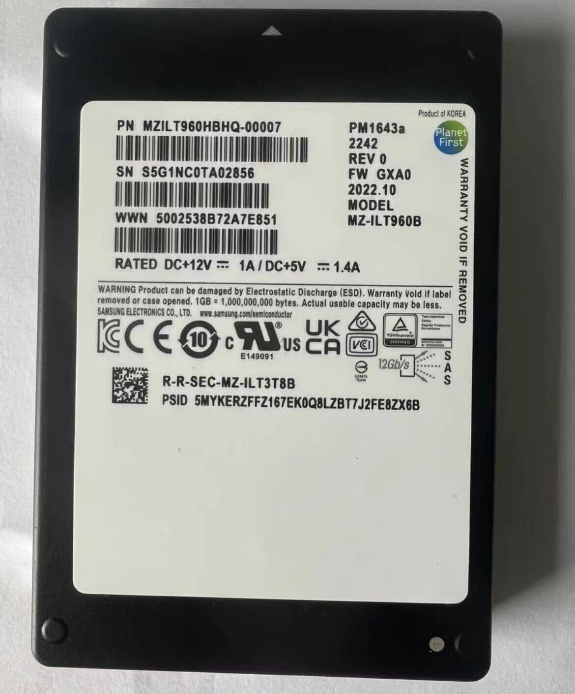 960GB SSD Samsung PM1643a 2.5\