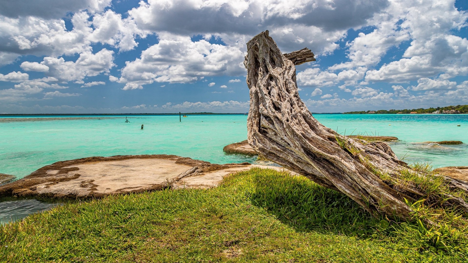 Landscape nature sky lake grass clouds bacalar mexico Custom Gaming Mat Desk