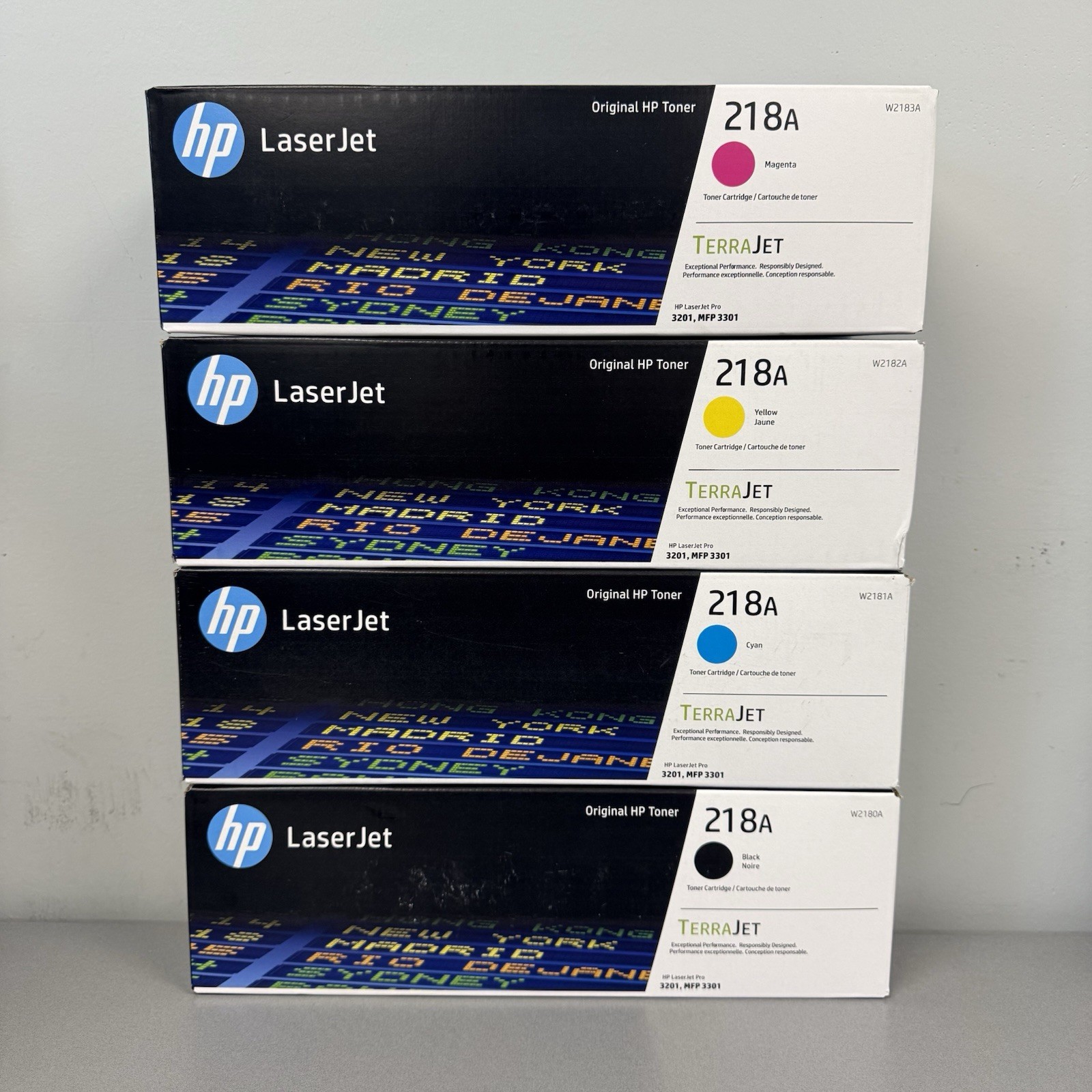 HP 218A Complete Toner Set KYCM for LaserJet Pro 3201dw MFP 3301fdw Genuine New