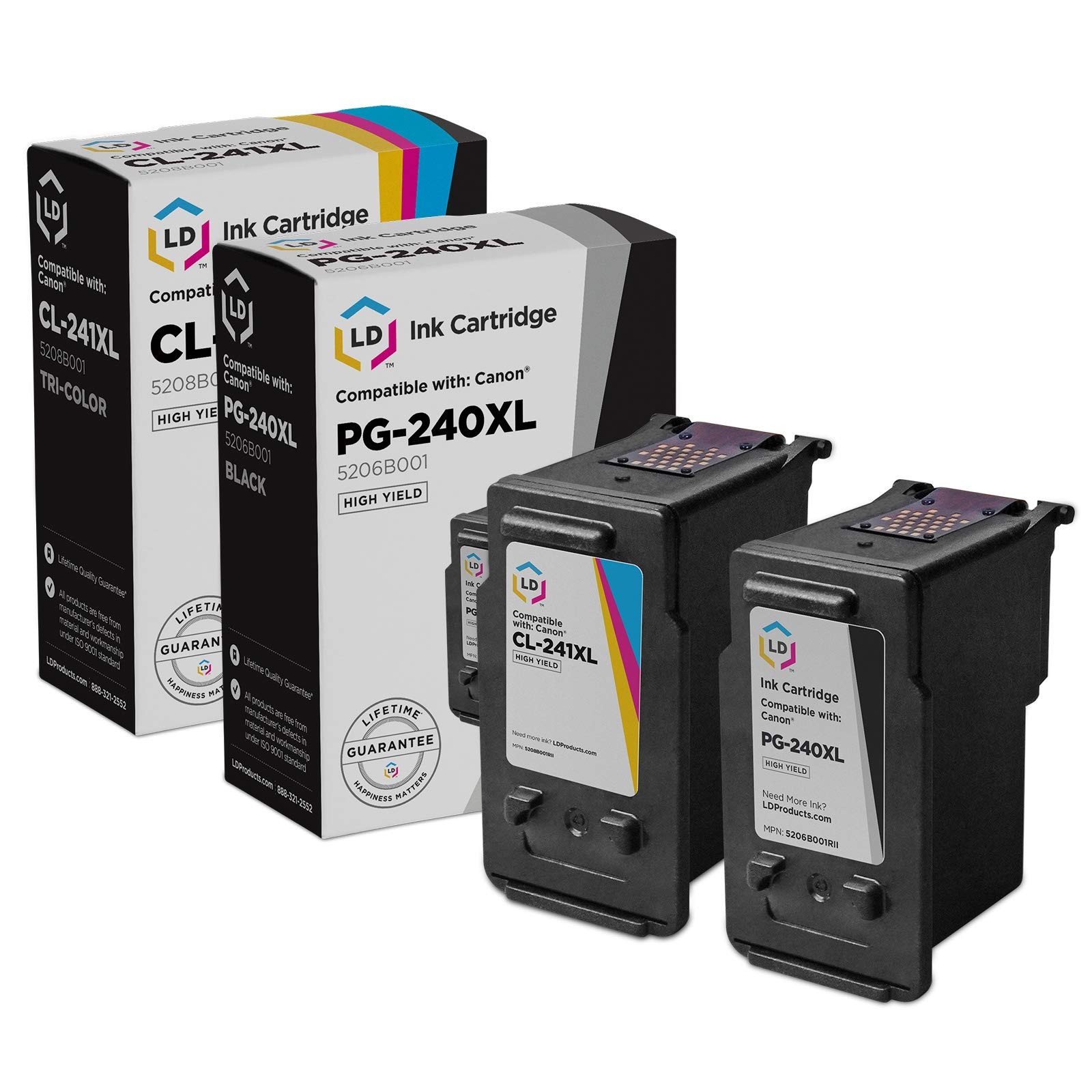 Replacement ink for Canon PG-240XL/CL-241XL HY 2PK: 1 BLK & 1 CLR