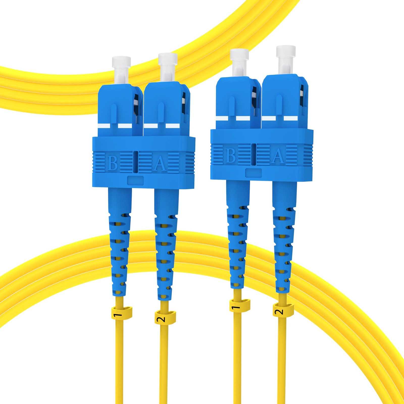 5 PCS 2m 7Ft OS2 SC Fiber Patch Cable Single Mode Duplex SMF Yellow Cord