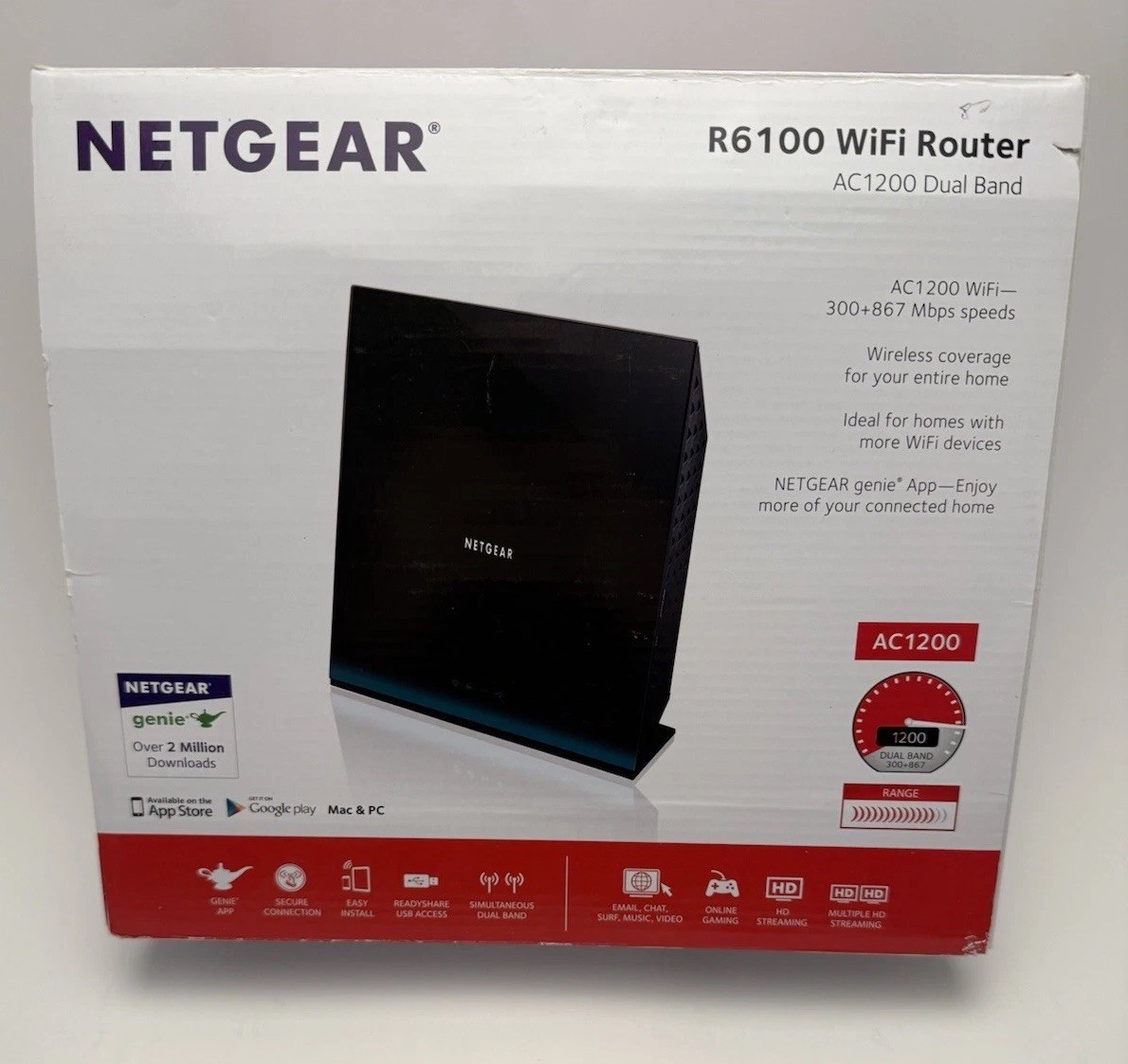 Netgear R6100 AC1200 WiFi Router Dual Band w/ Power Cord Tested Working