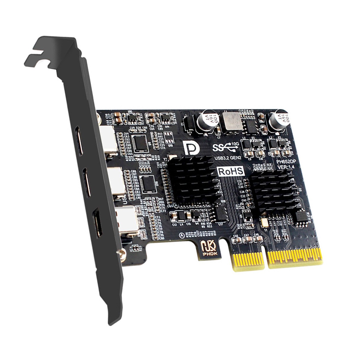 CY PCI-E 4x & Mini Displayport 1.4 to Dual USB 3.1 Type-C Graphics Card Adapter
