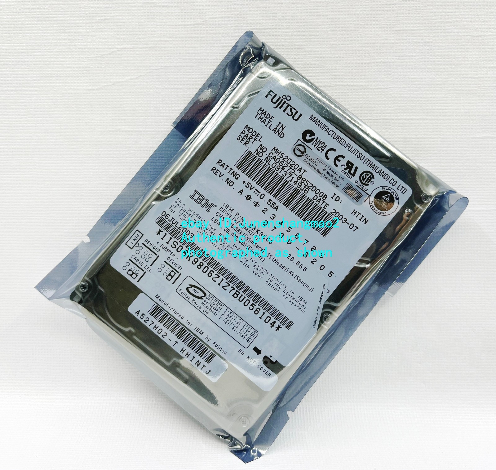 Fujitsu IBM 20GB MHS2020AT IDE 2.5''Hard Drives for Industrial Control Computers