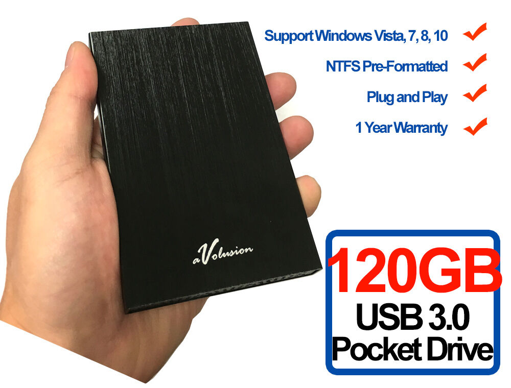 Avolusion HD250U3 120GB USB 3.0 Portable External Hard Drive (Black) Ultra Slim
