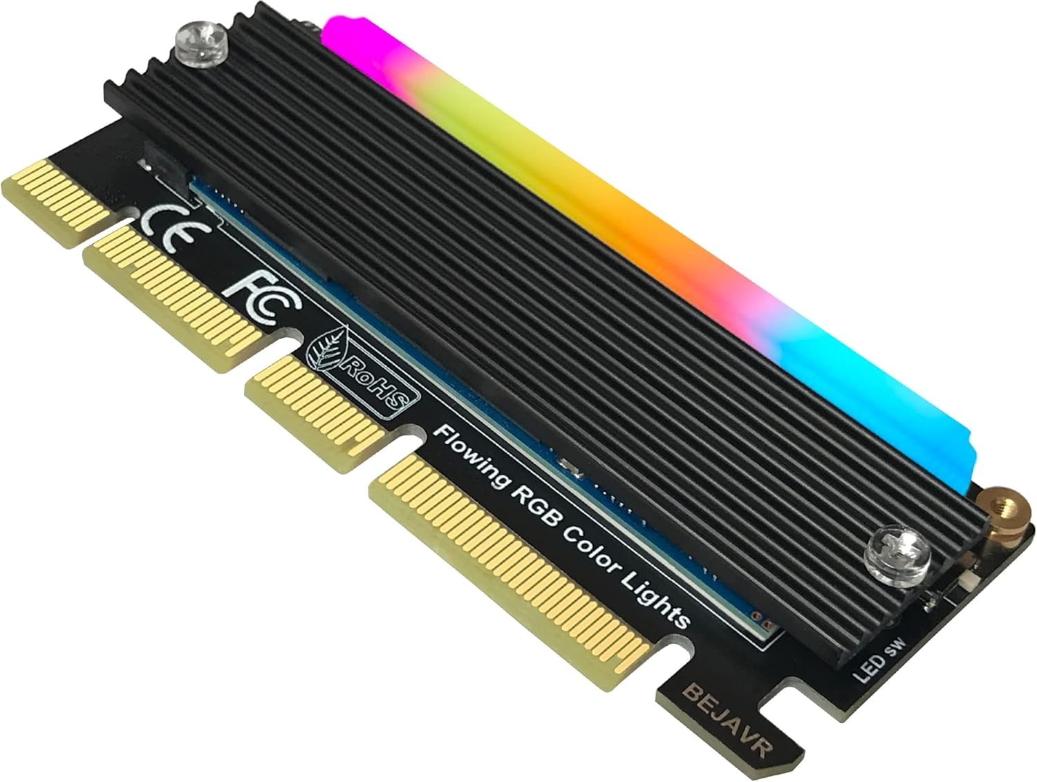 M.2 PCIe NVMe Adapter SSD Expansion Card with RGB Light Bar and Aluminum