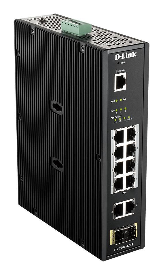 D-Link DIS-200G-12PS 12-Port L2 Industrial Smart Managed Switch with 10 x 1G ~E~
