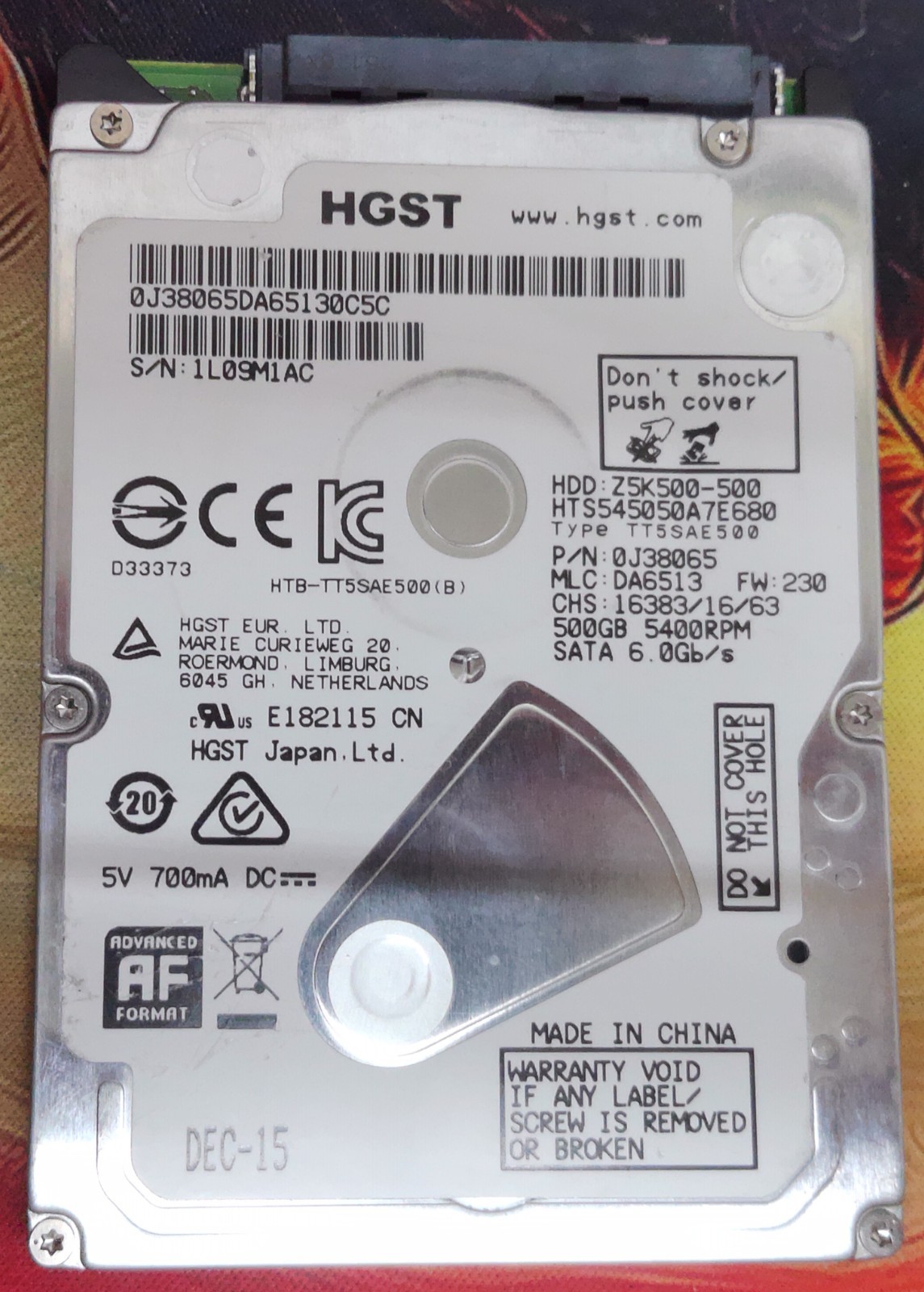 HGST 2 1/2 HDD 500GB 5200 RPM