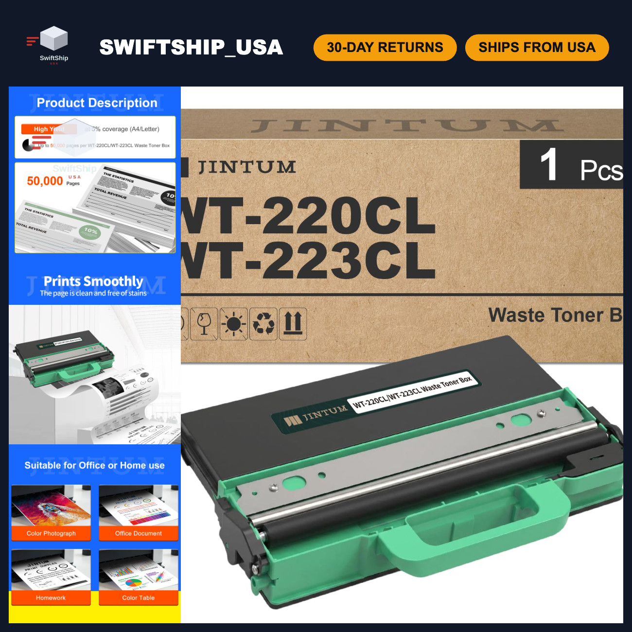 Waste Toner Box WT-220CL & WT-223CL - Compatible, High Capacity, Easy Install