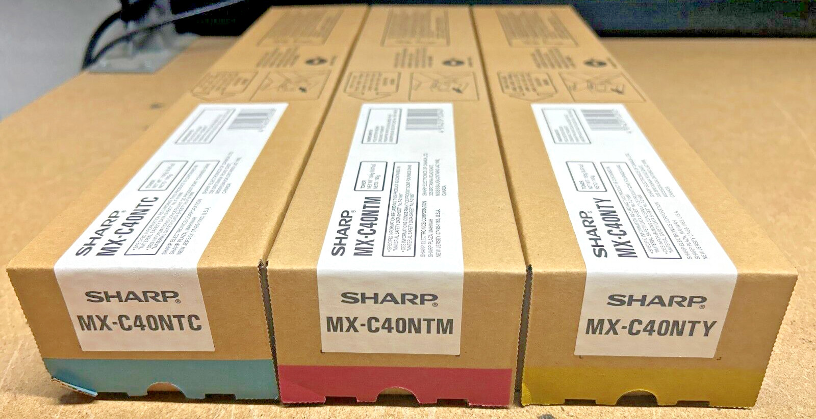 Genuine Sharp MX-C40NTC Cyan MX-C40NTM Magenta MX-C40NTY Yellow MXC40NT Toners