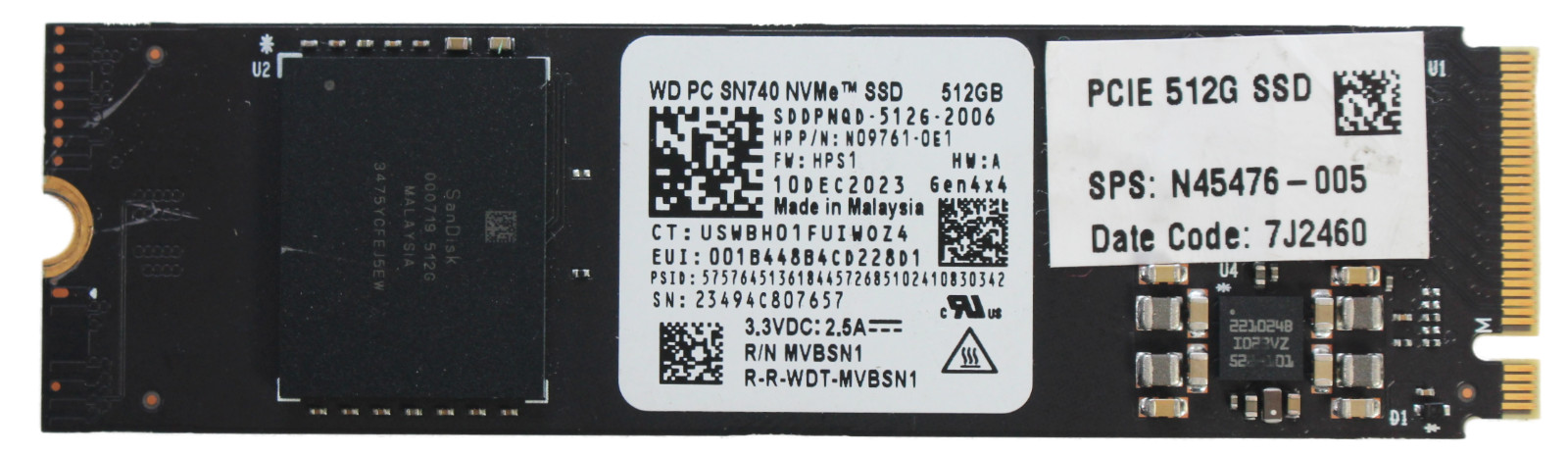 WESTERN DIGITAL SN740 512GB 2280 M.2 NVMe Internal PC/Laptop SSD | SDDPNQD-512G