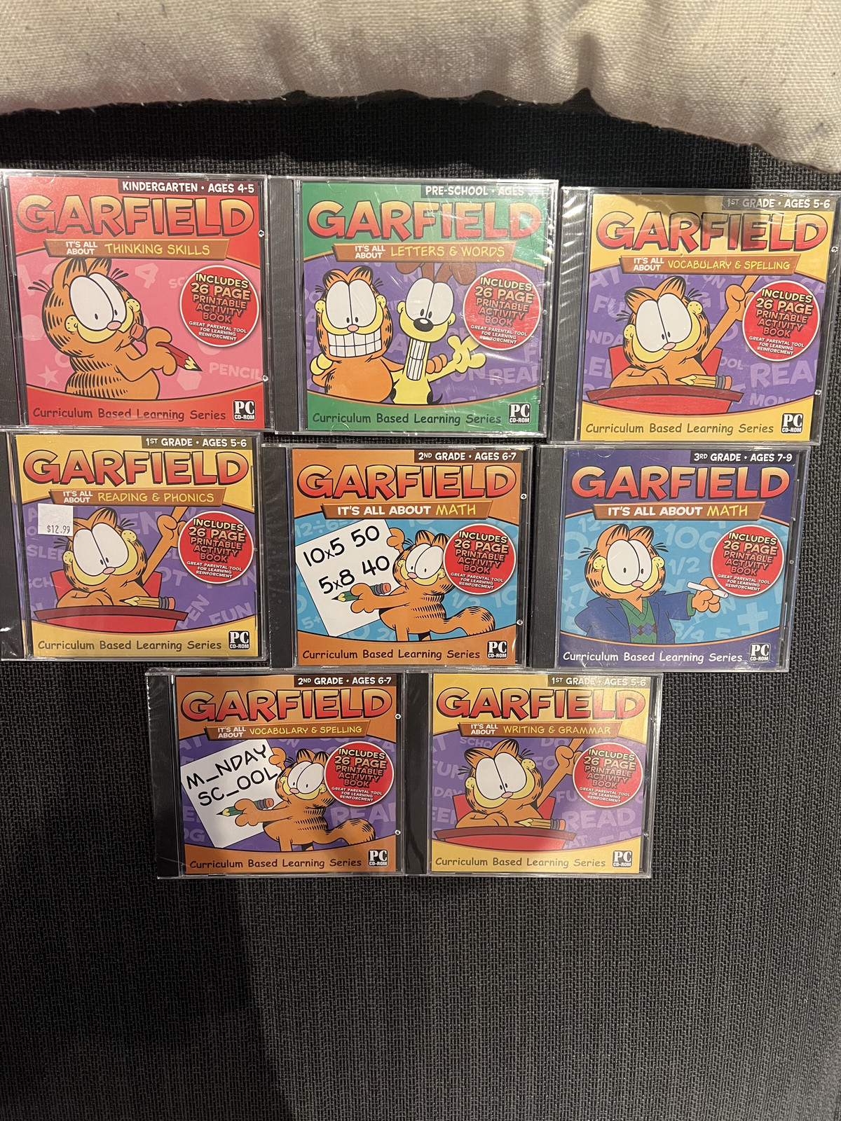 GARFIELD it's all about learning PC education games 8 pack BRAND NEW 98 ME XP