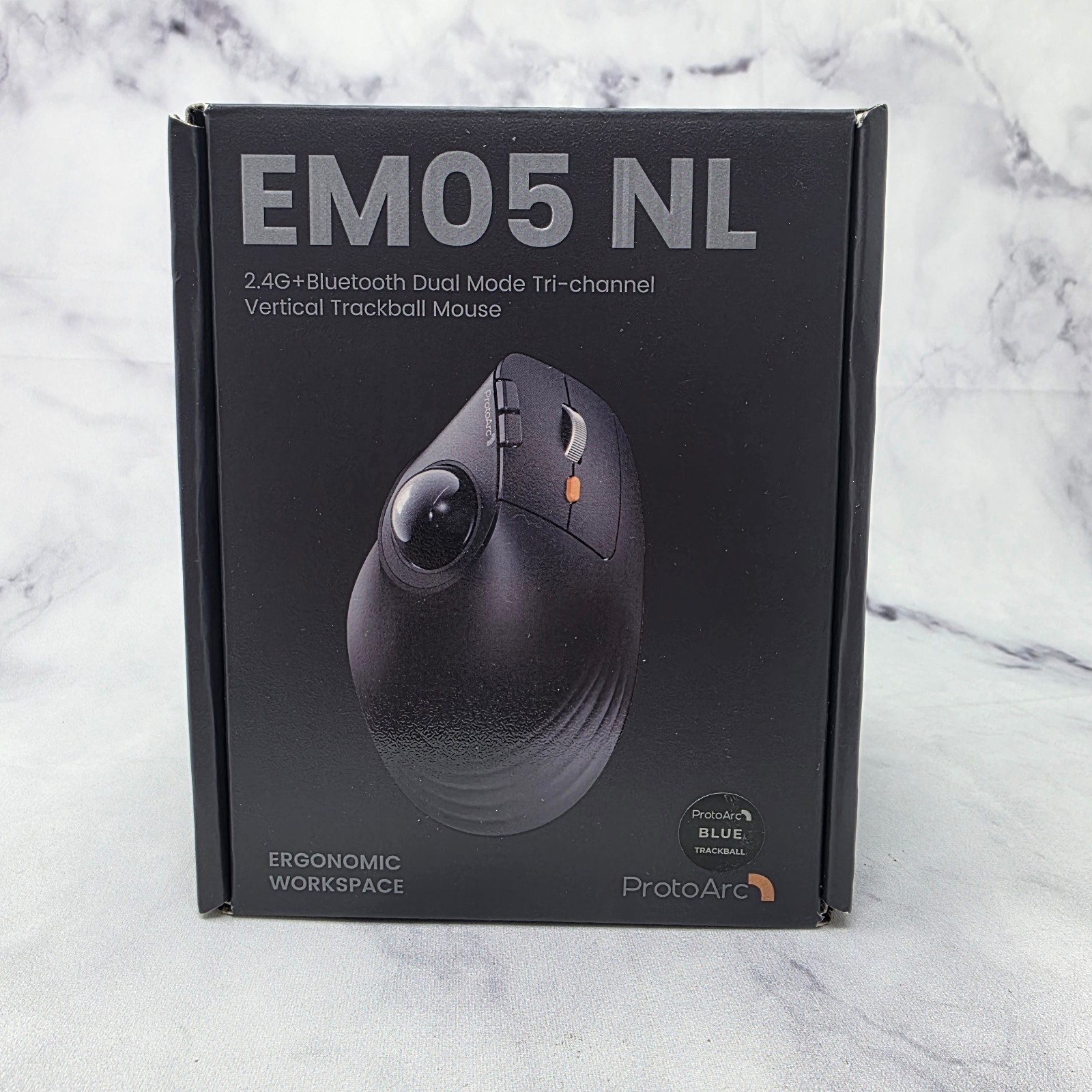 ProtoArc EM05 NL Wireless Vertical Trackball Mouse Blue Open Box Complete