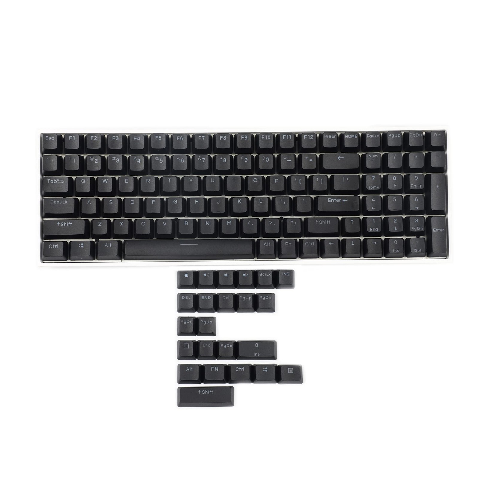 Double Shot 108 Dyed PBT Shine Through OEM Profile Keycap Rainbow Carbon Black