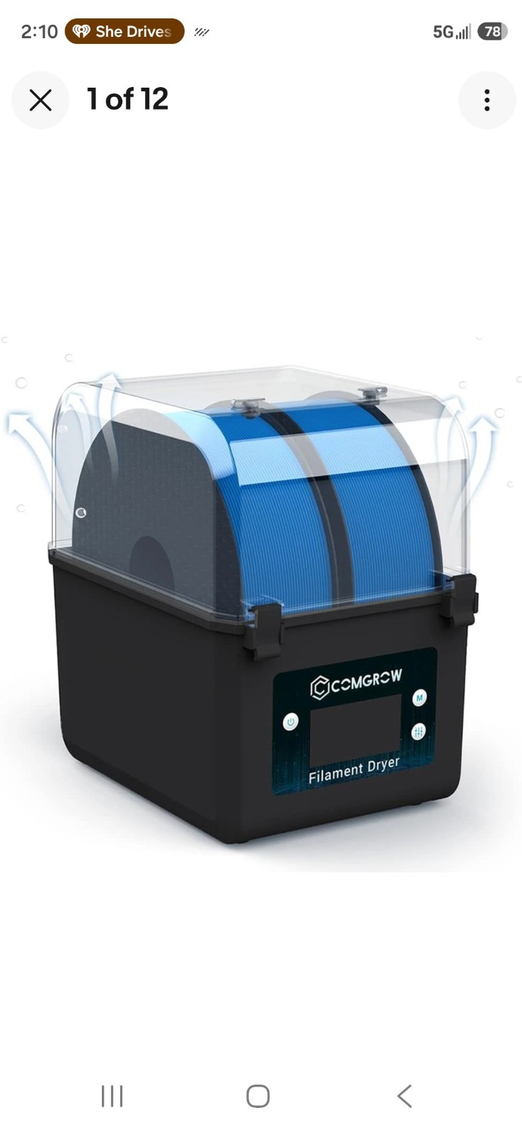 Comgrow Filament Dryer, Upgraded Filament Dry Box, Large-Capacity 3D Filament De