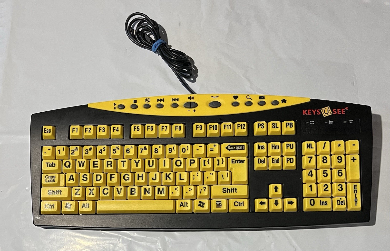 Keys U See Keyboard YKB-LP-YUSB Wired Black & Yellow