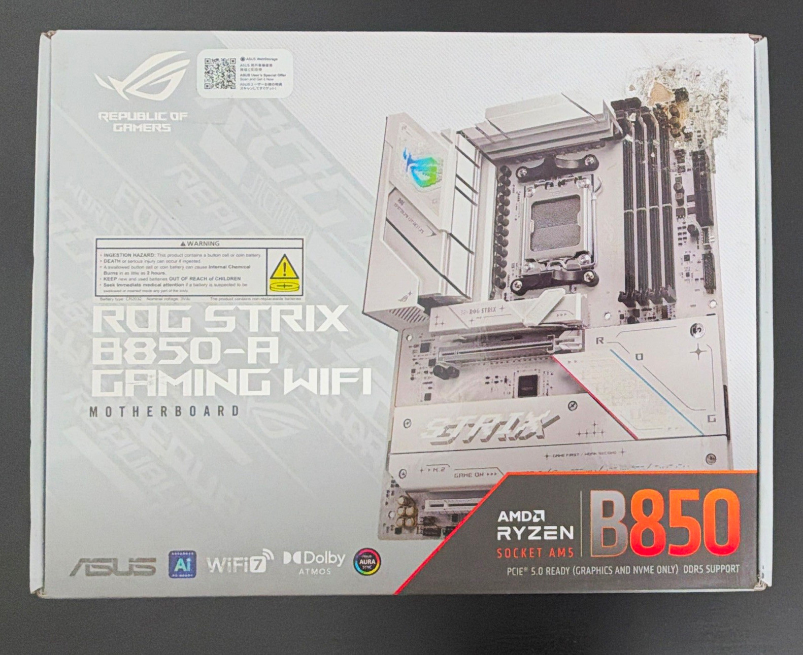 ASUS ROG STRIX B850-A GAMING WIFI ATX AM5 AMD Gaming Motherboard