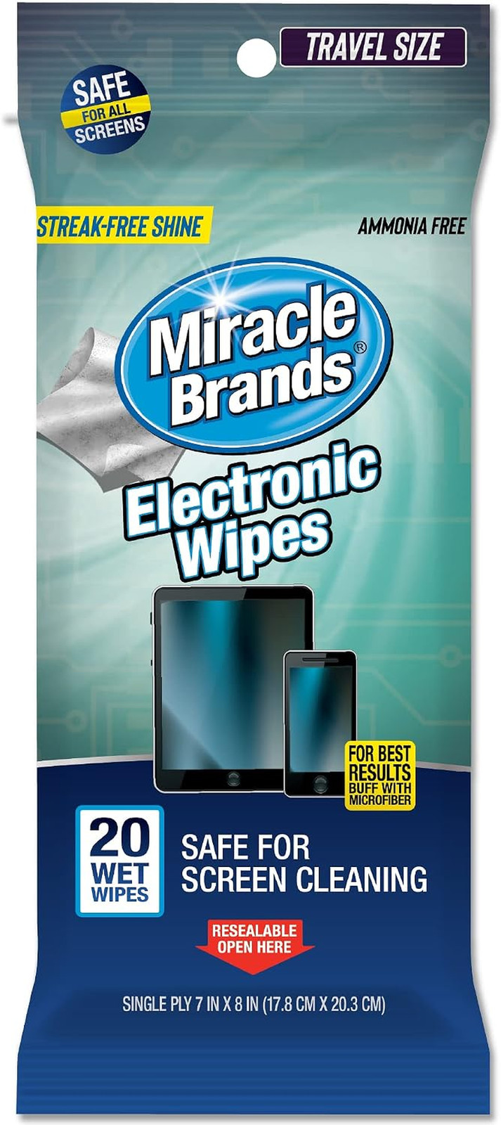 MiracleWipes for Electronics Cleaning - Screen Wipes Designed for TV, Phones, Mo