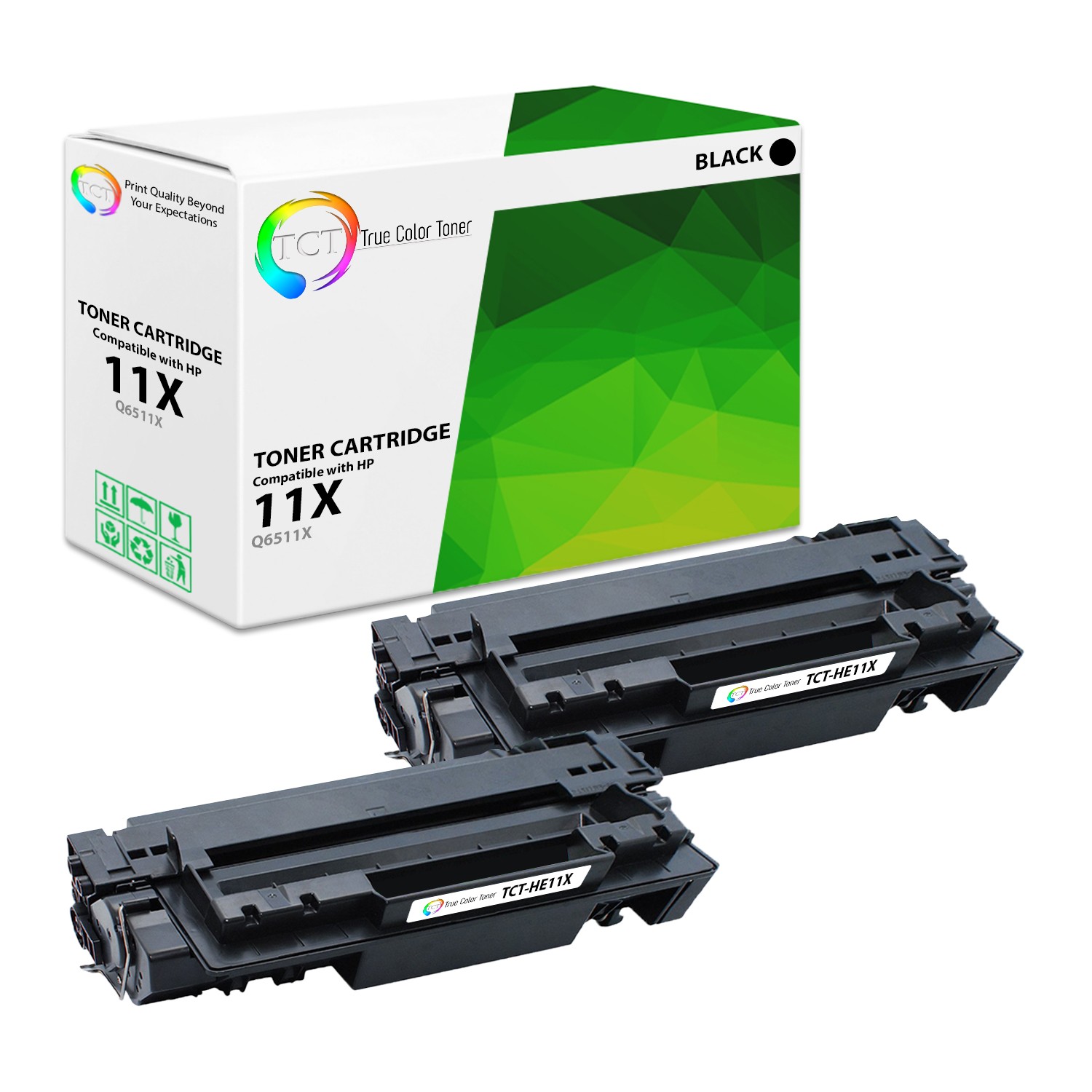 TCT 2 Black Q6511X 11X High Yield Toner Cartridges For HP LaserJet 2410 2430