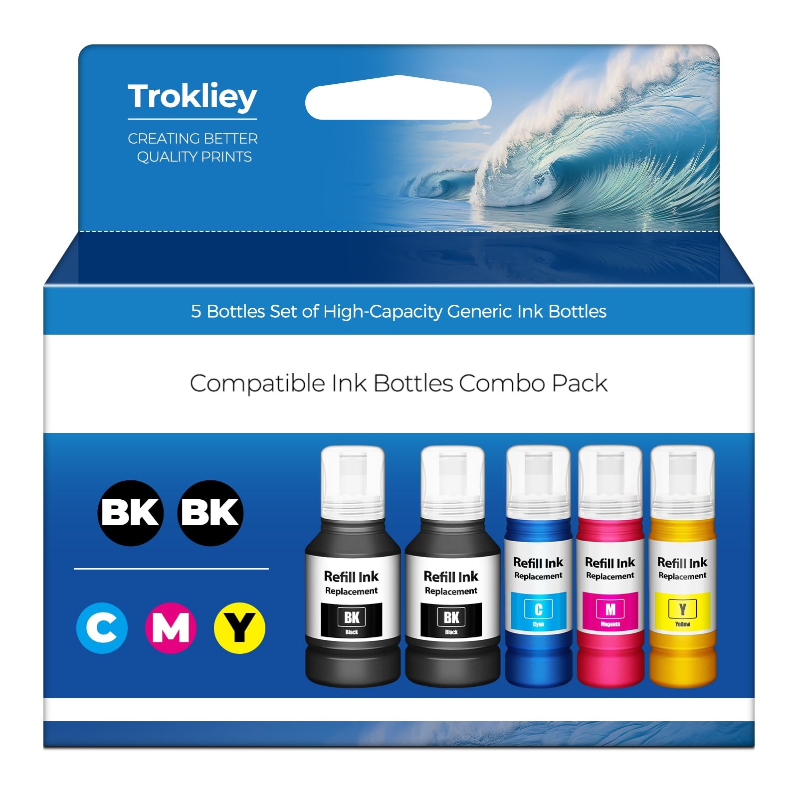 5 PCS T502 Ink Refill Bottles Replacement For ET2850 ET3760 ET3850