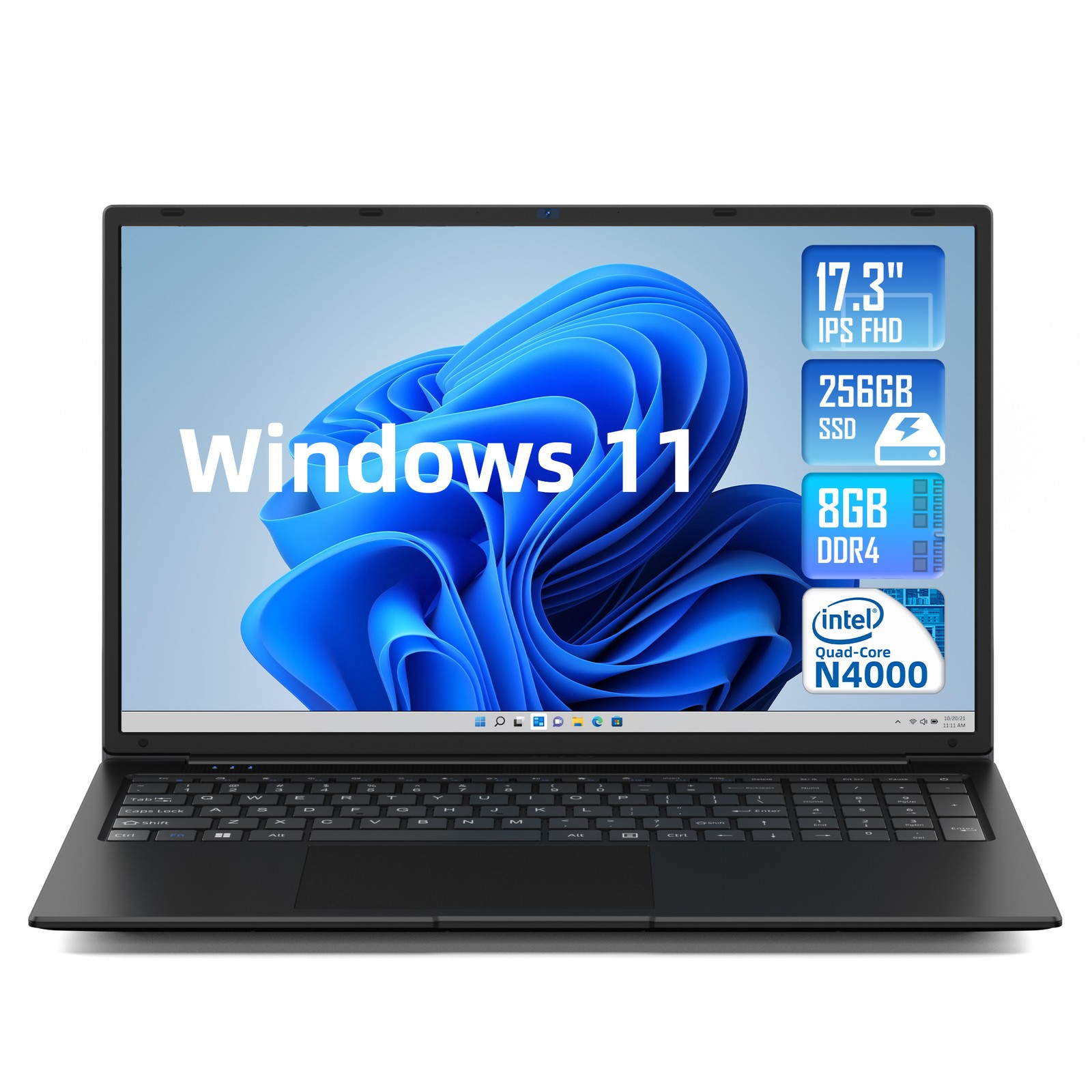 SGIN 17.3 inch Laptop Intel 4-Cores 12GB RAM 128GB 256GB 512GB SSD Computer WIFI