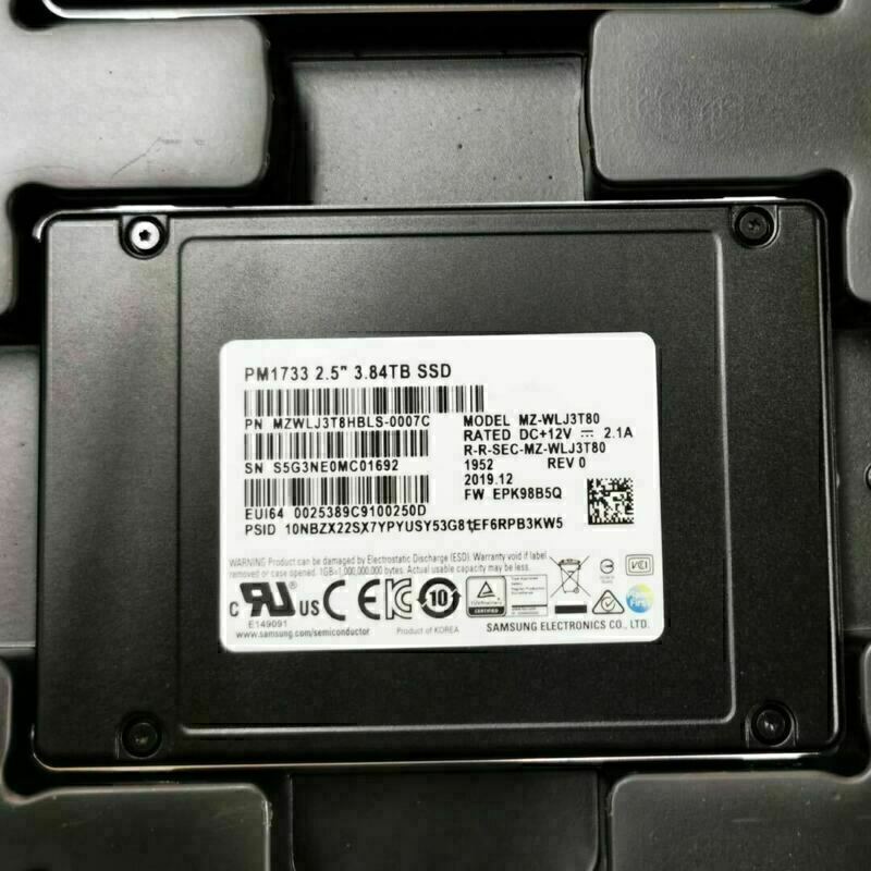 New Samsung PM1733 3.84TB SSD NVME MZWLJ3T8HBLS-0007C MZ-WLJ3T80 U.2 PCIE 4.0 X4