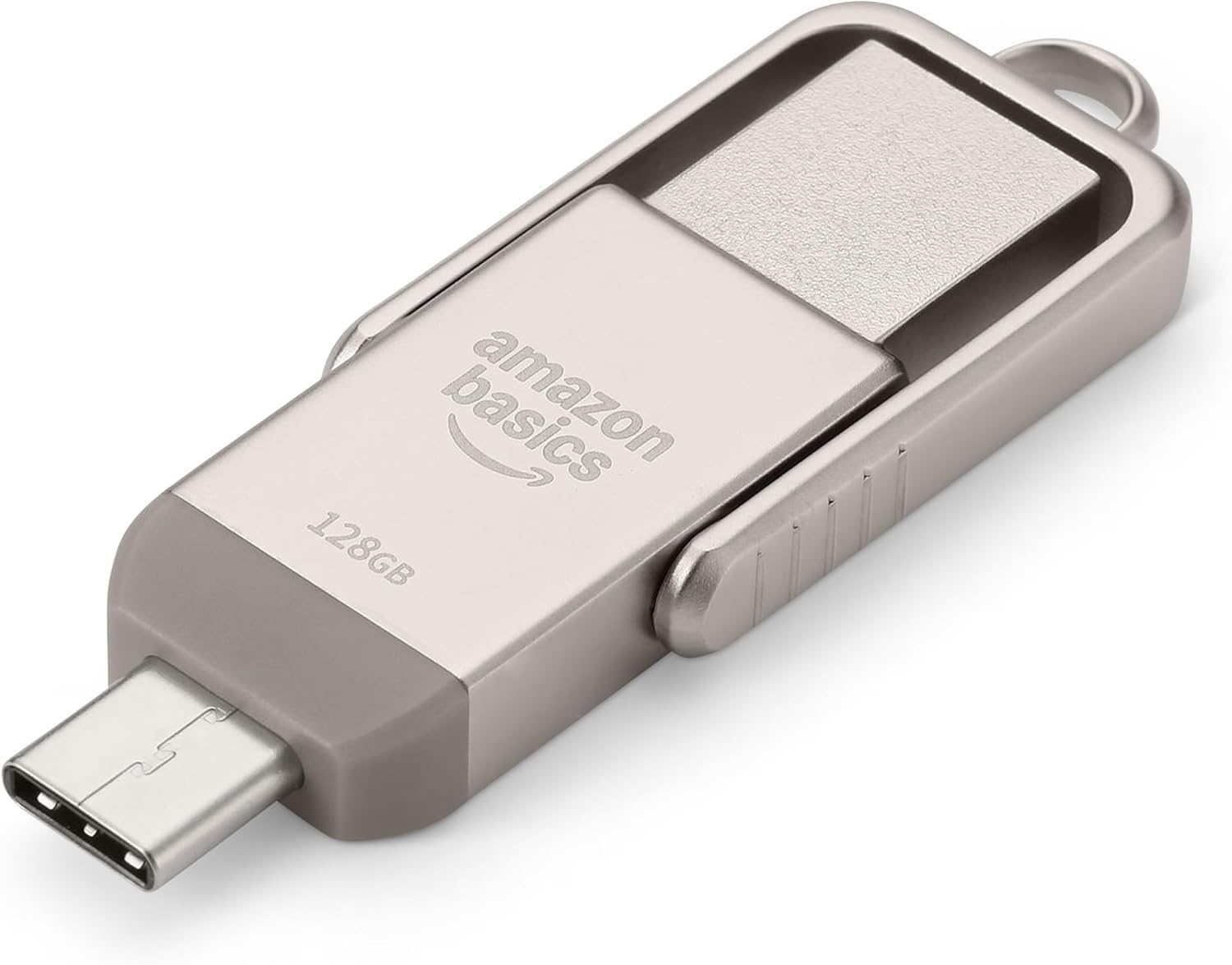 Amazon Basics 128GB USB Flash Drive w/Dual USB-C & A Ports Champagne Silver
