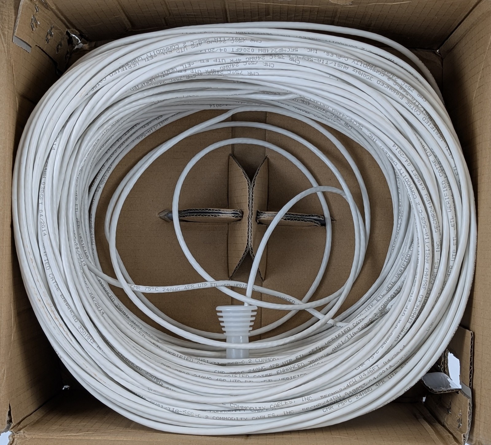 Commodity Cable Cat5e 350MHz CMR Riser Rated Ethernet Cable White 24AWG UTP