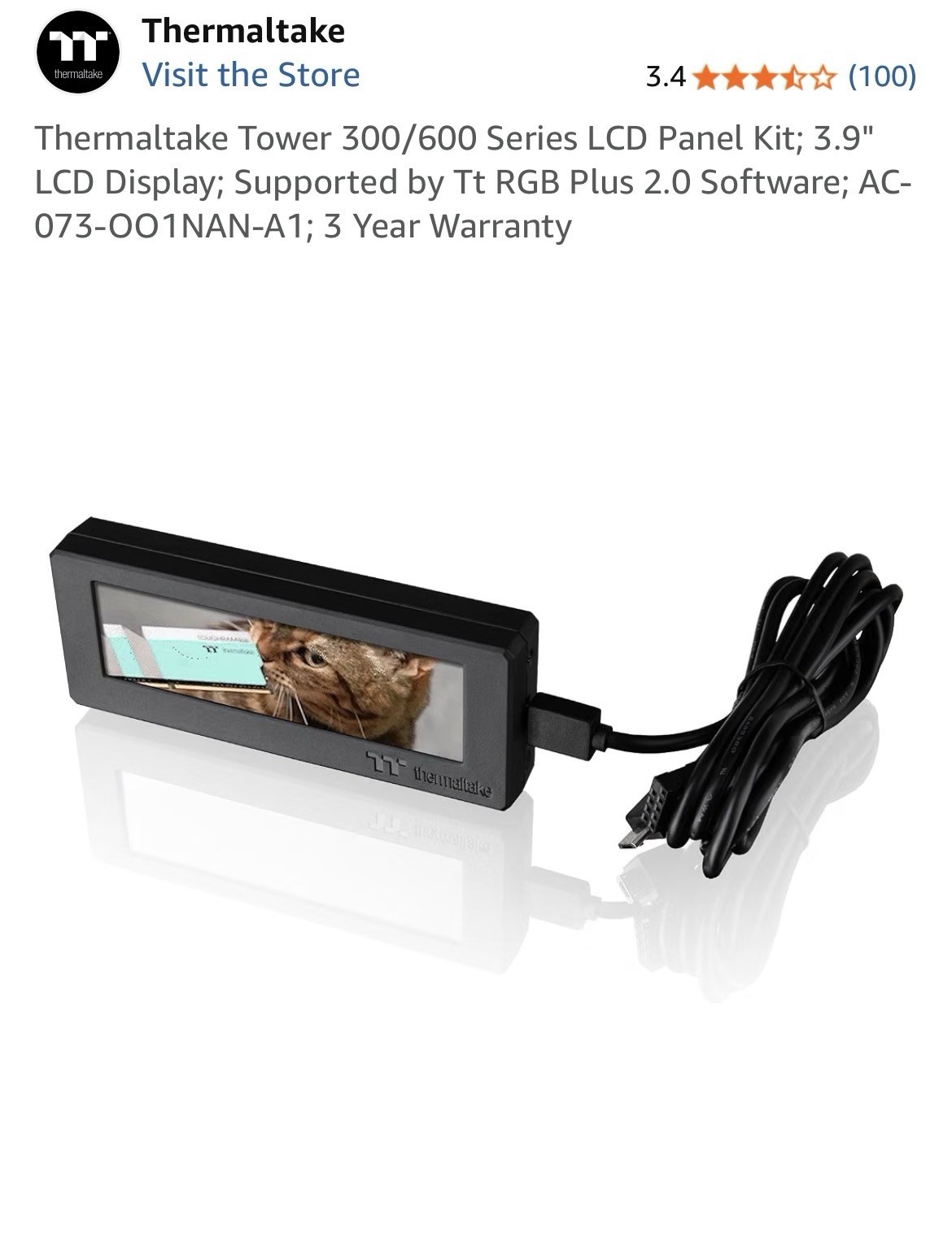 Thermaltake Tower 300/600 Series LCD Panel Kit; 3.9" LCD Display; Supported by T