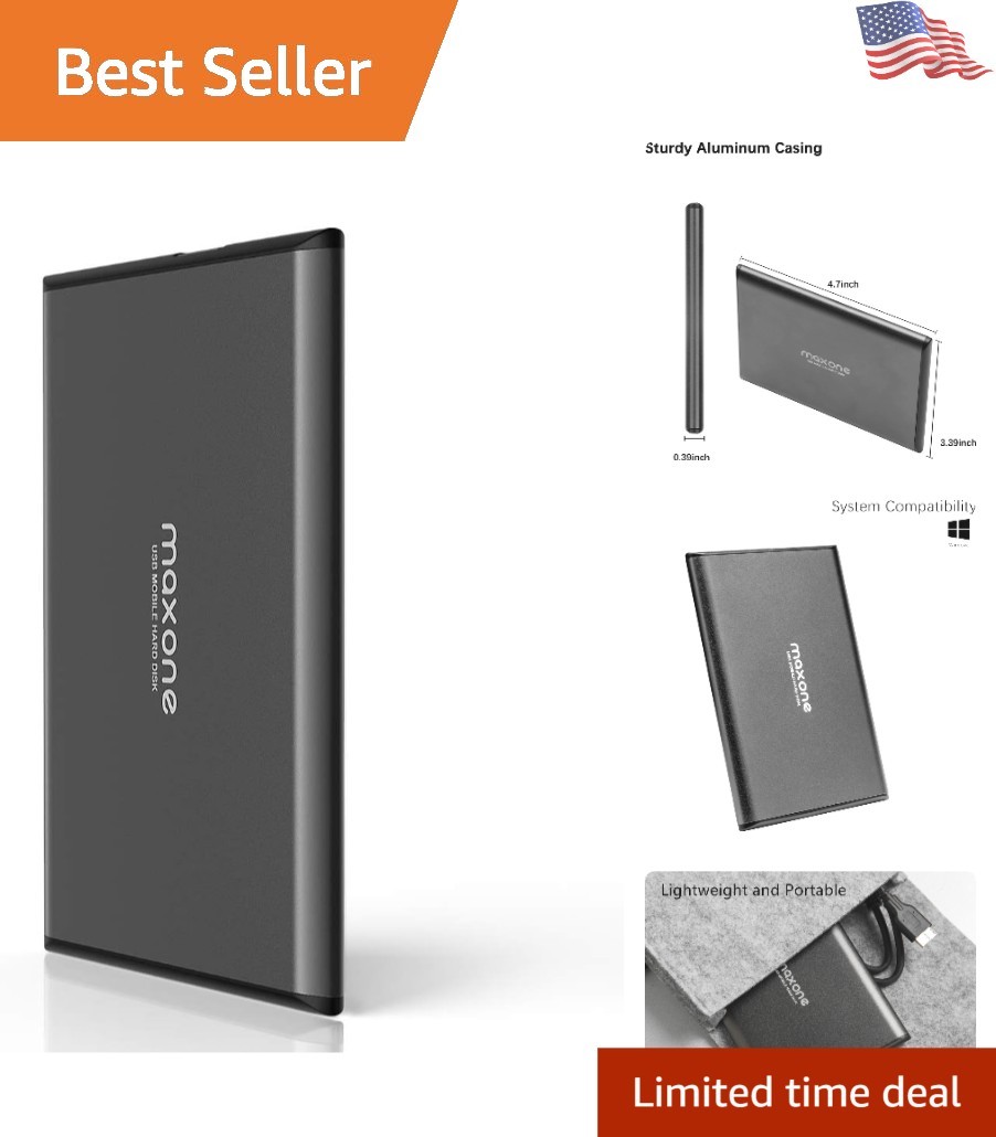 Ultra Slim 320GB External Hard Drive - Quick USB 3.0 Data Transfer, Plug & Play