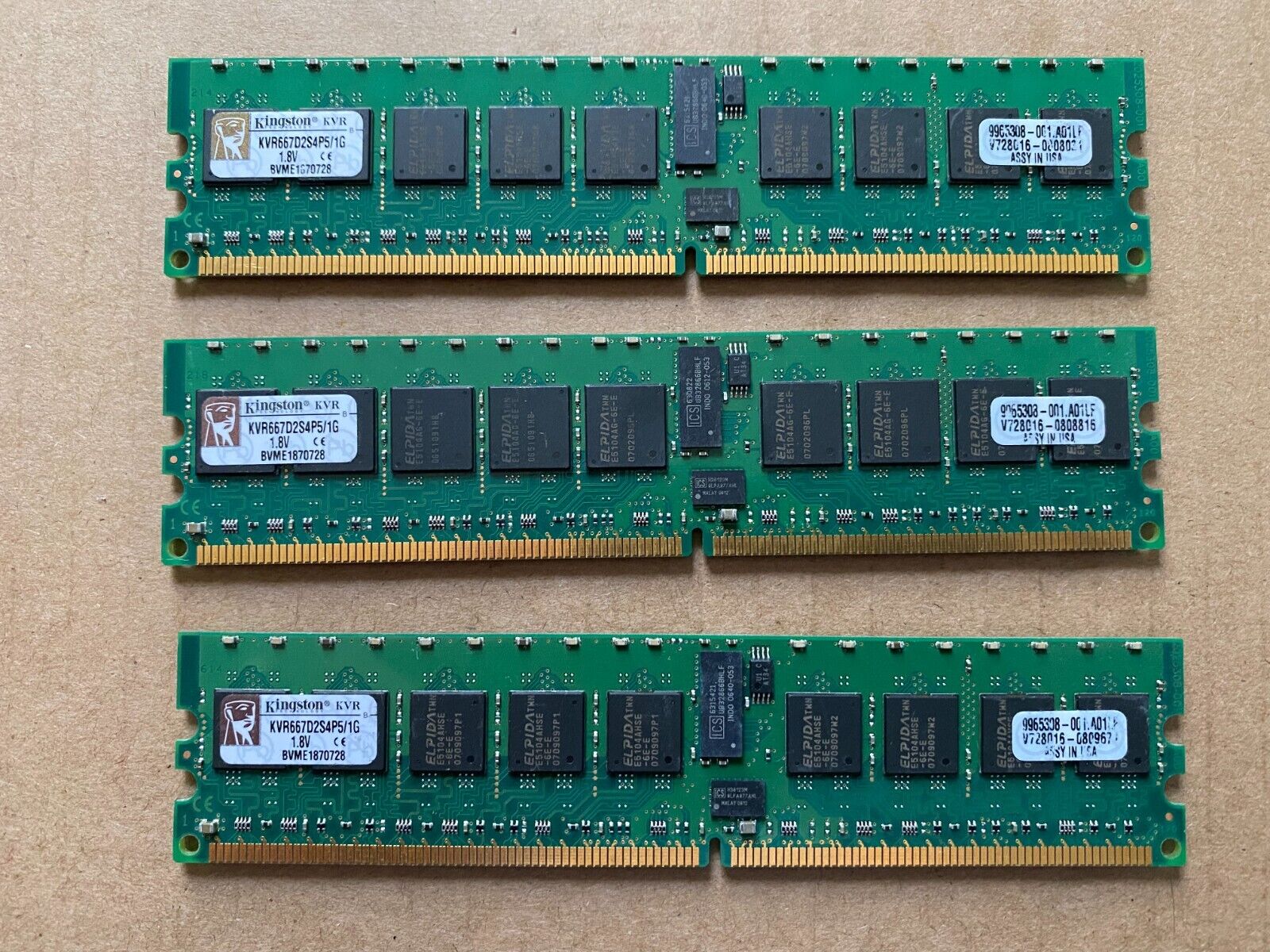 Kingston KVR 3GB (3x1GB) KVR667D2S4P5/1G 240PIN DDR2 667 PC5300 DIMM Memory RAM
