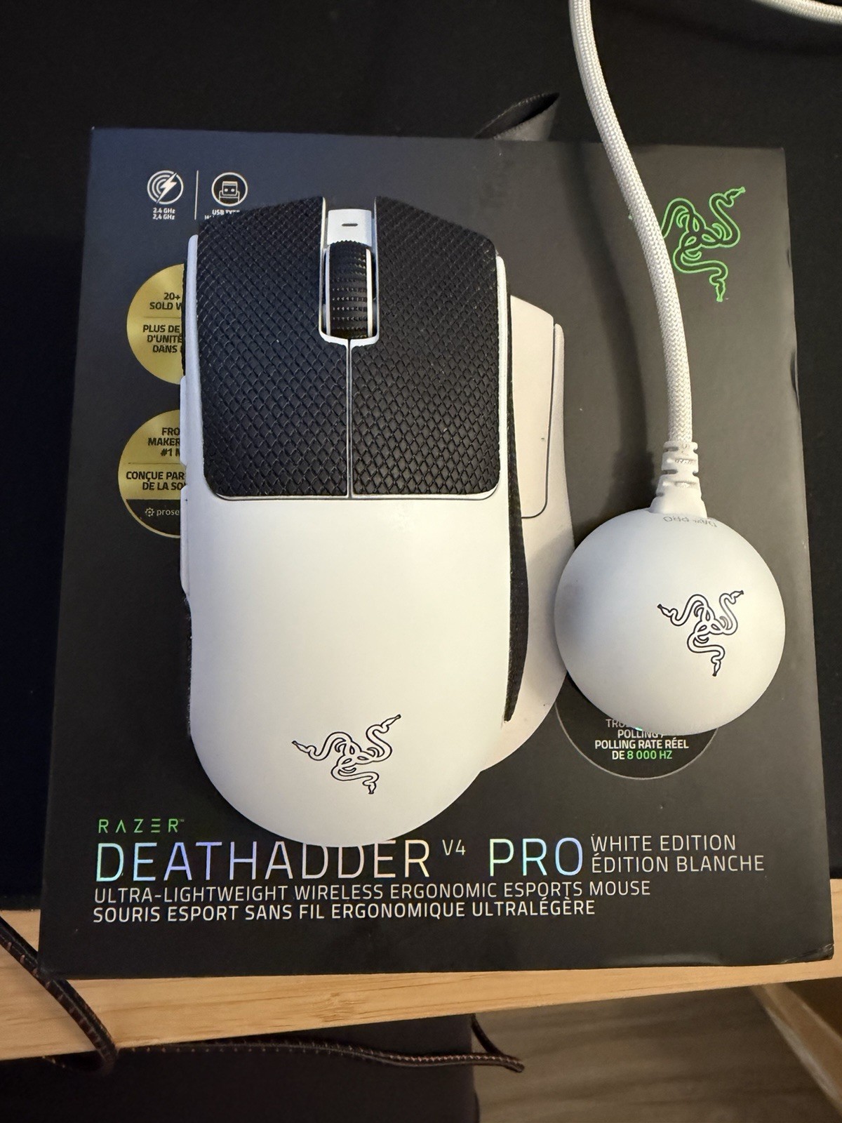 Razer DeathAdder V4 Pro Wireless Mouse White Open Box
