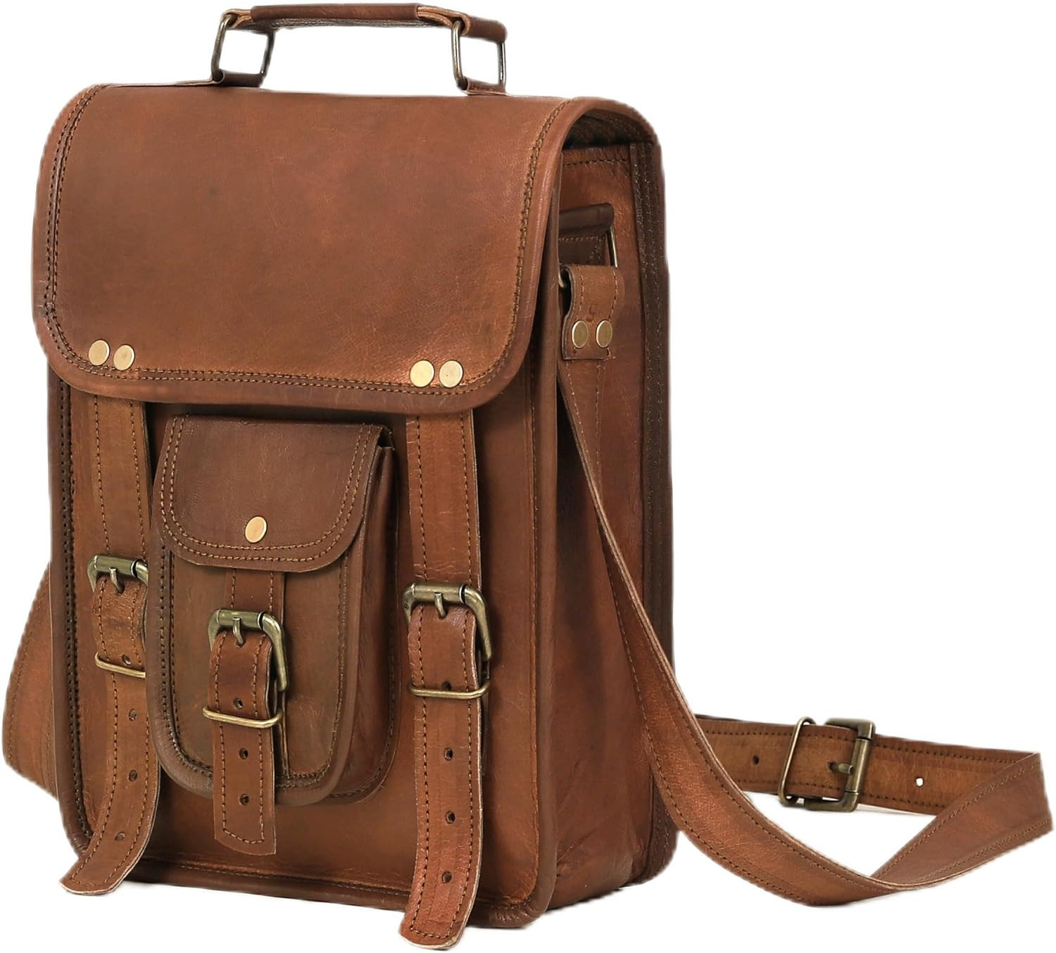 Vintage Genuine Leather Tablet Satchel Crossbody Shoulder Messenger Bag
