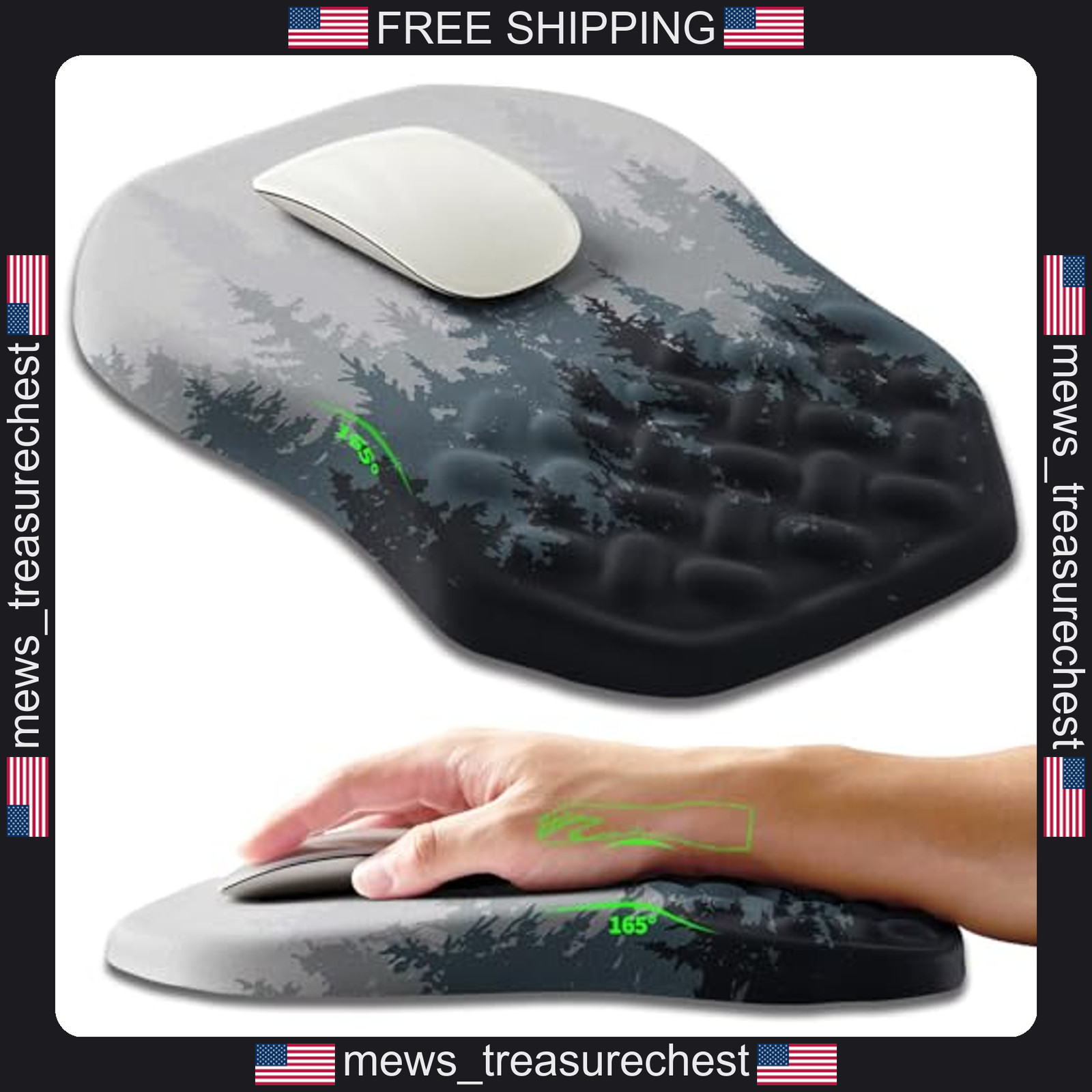 Ergonomic Mouse Pad Wrist Support with Memory Foam, Carpal Tunnel Relief, 12x8
