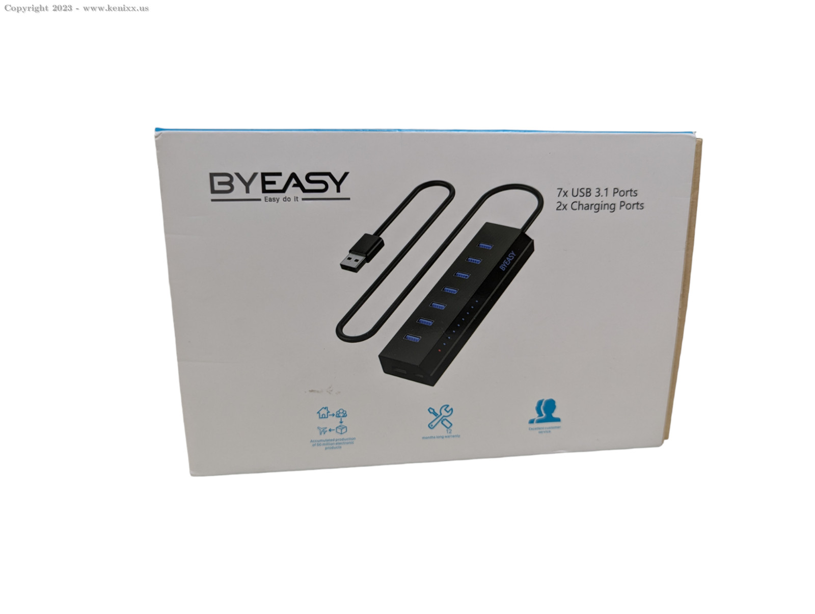 Powered USB Hub 3.0 BYEASY 9-Port USB Hub with 7 USB 3.0 Ports 18W PD USB-C