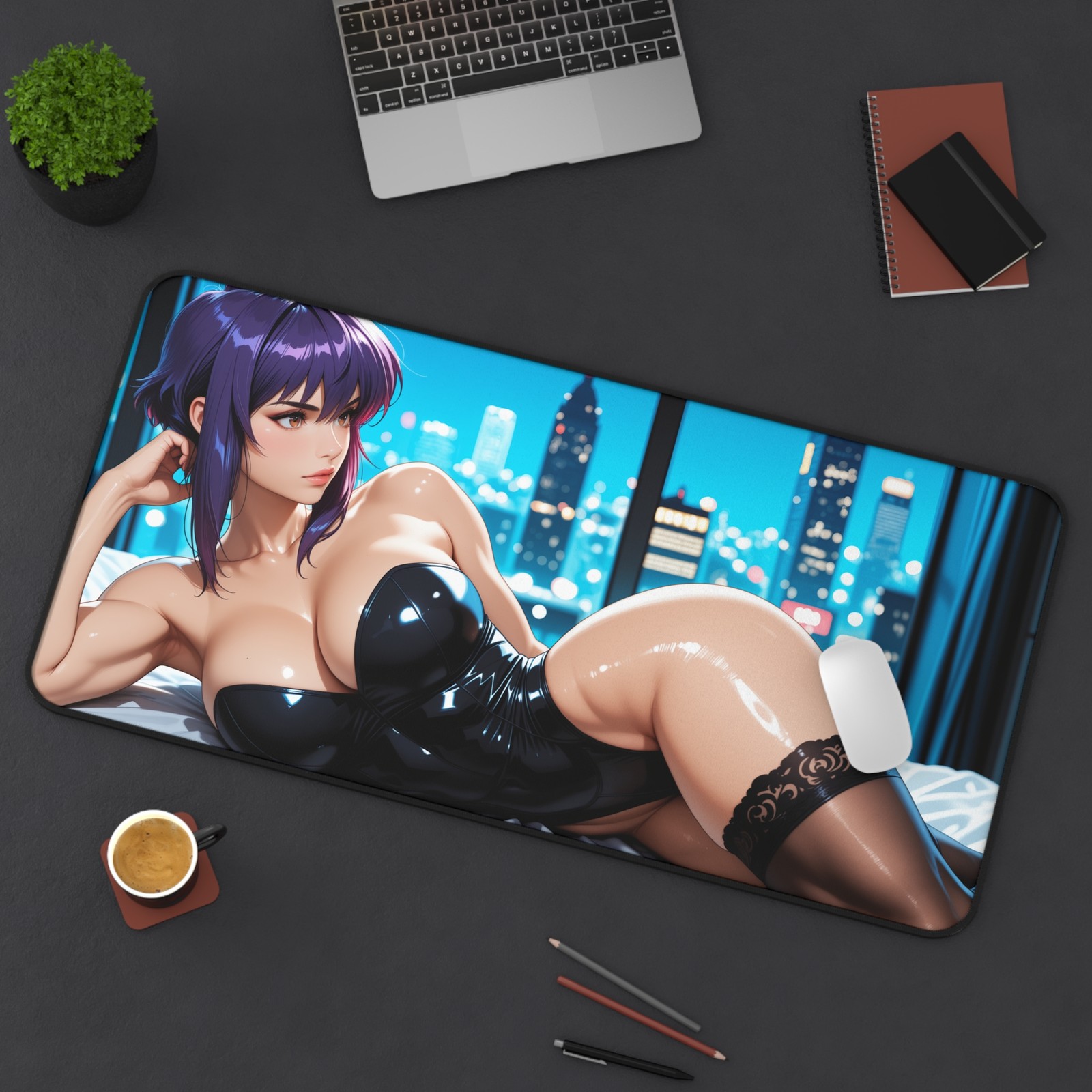 Motoko Kusanagi Desk Mat, Ghost in the Shell Mouse Pad, Cyberpunk Gamer Decor