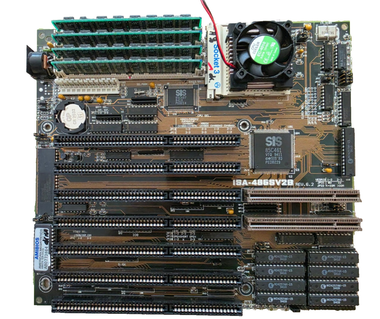 ASUS ISA-486SV2B Socket 3 MB + Cyrix 486DX2-80 (5v) + 64Mb RAM (4x16Mb) + cooler