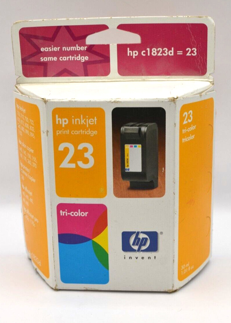 NEW GENUINE HP 23 Tri-Color Ink Cartridge (HP C1823D) OEM