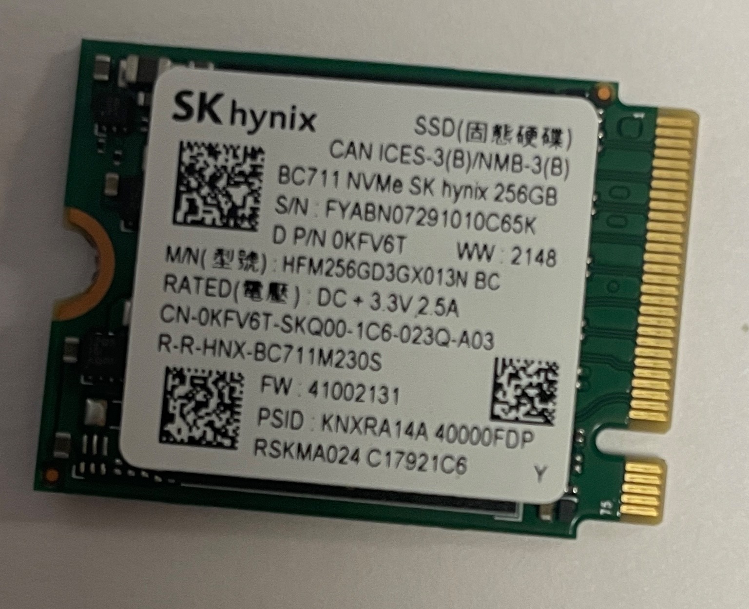 SK hynix BC711 256GB NVMe M.2 SSD PCIe