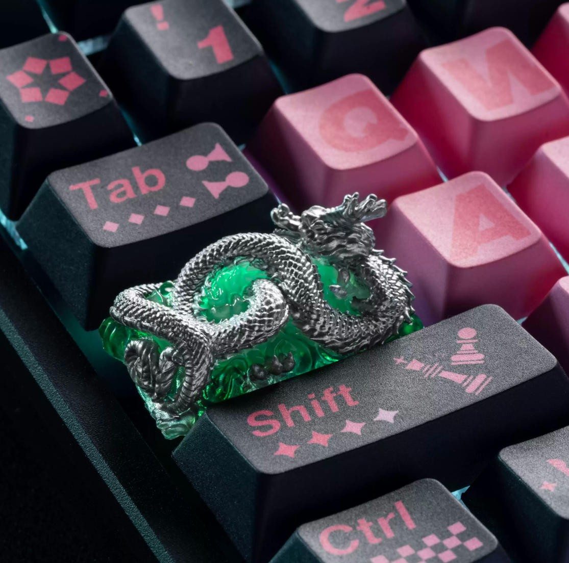 1.75U Handmade Key Cap Silver Resin Drip‑Caps Keycap For Mechanical Keyboard